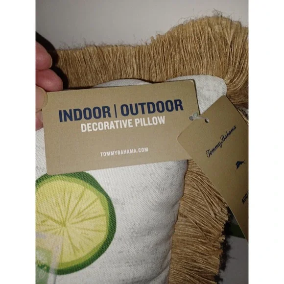 Tommy Bahama Indoor Outdoor Pillow Tropical Drink"Why Limit Happy To An Hour"NWT - Picture 4 of 11